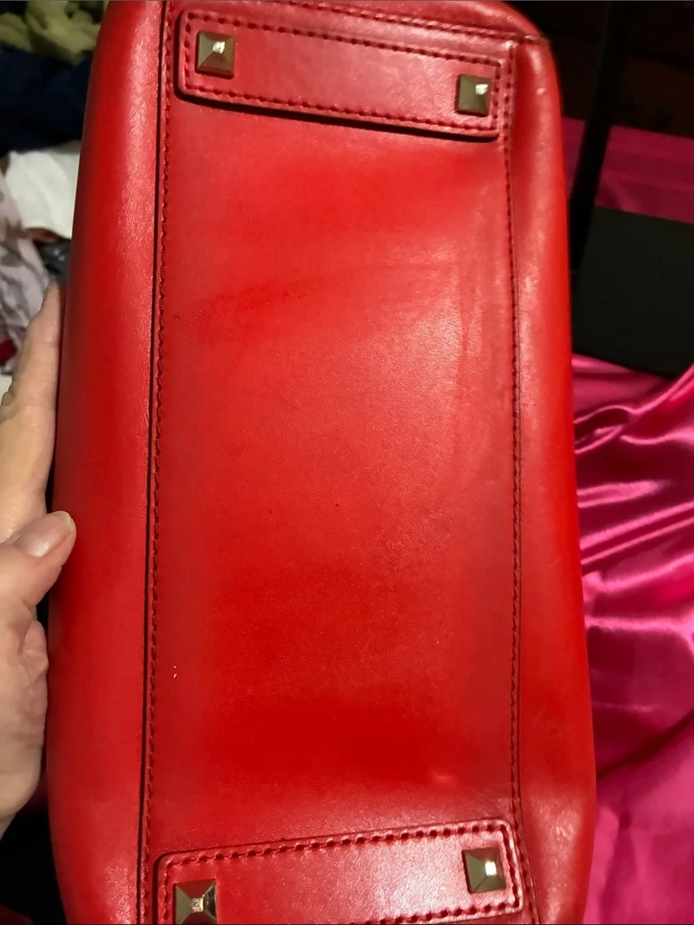 kate spade red leather bow-accent tote